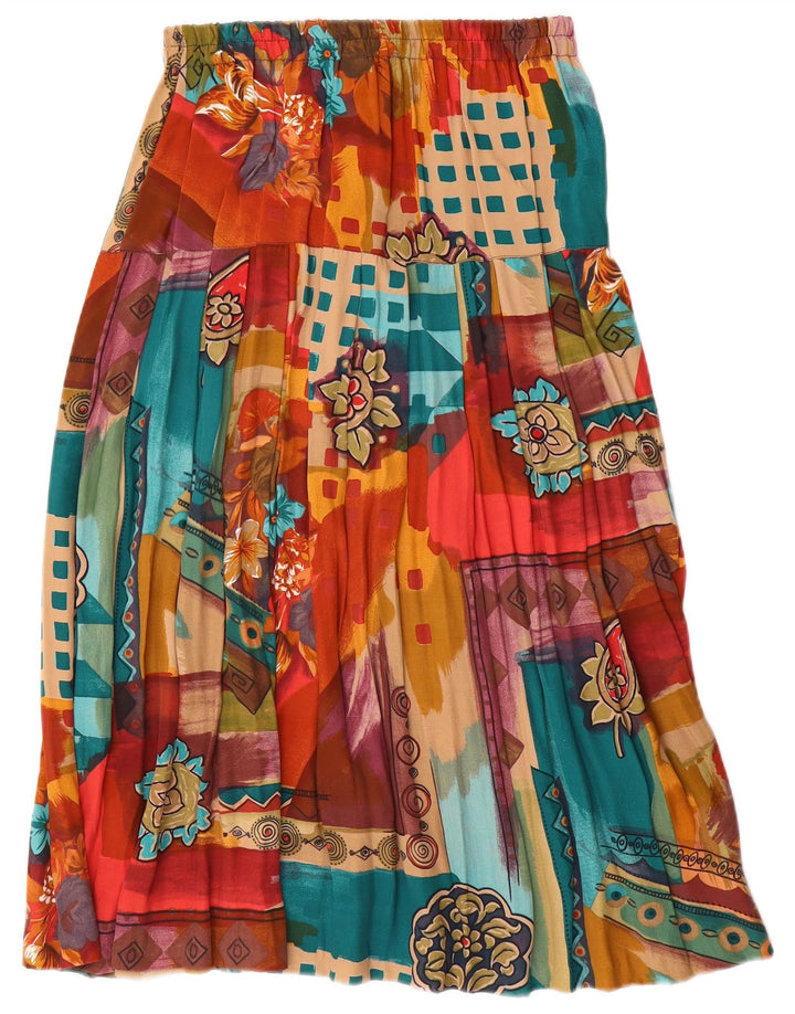 Gonna svasata da donna vintage grande W34 in viscosa patchwork multicolore