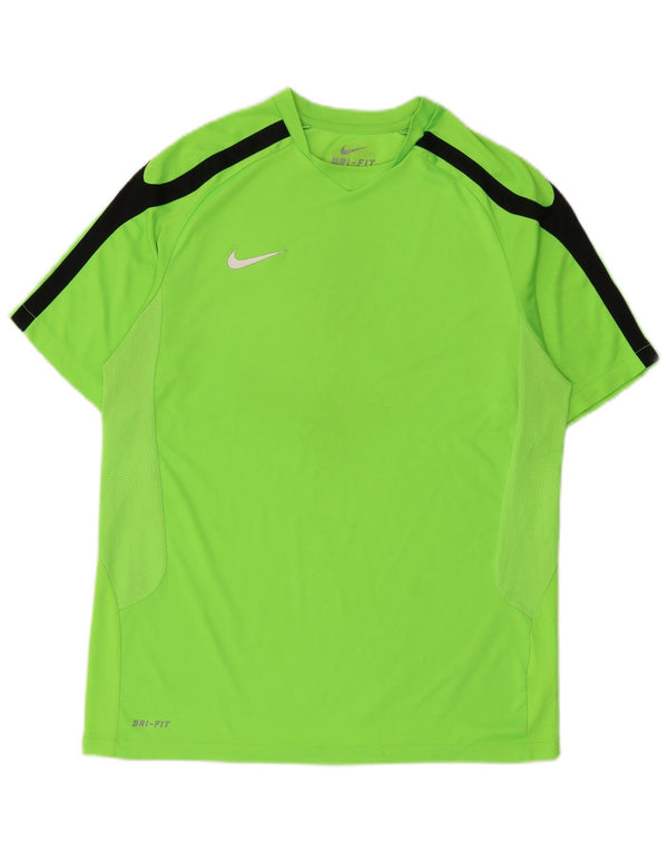 T-shirt Nike Dri Fit da uomo, top in poliestere color block verde medio