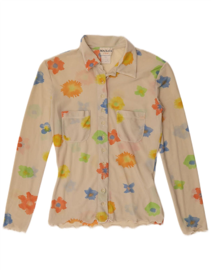 Max & Co. Camicia da donna camicetta UK 12 medio bianco sporco floreale