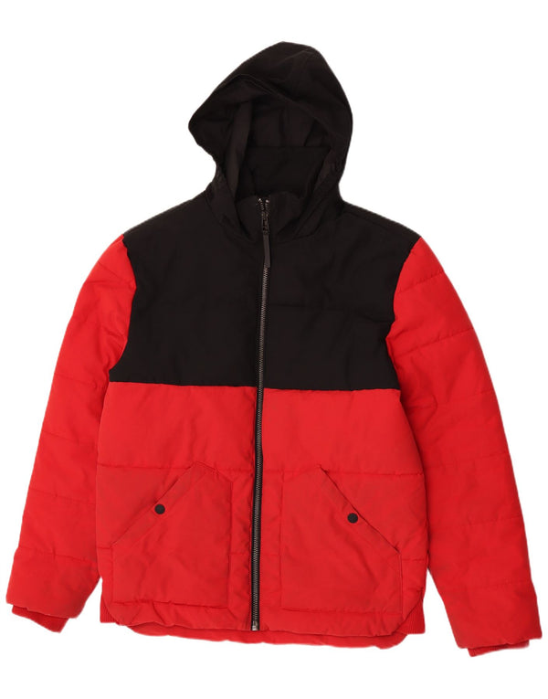 Giacca imbottita con cappuccio da uomo Marks & Spencer UK 38 Medium Red Colourblock