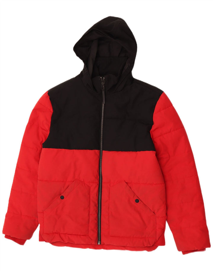 Giacca imbottita con cappuccio da uomo Marks & Spencer UK 38 Medium Red Colourblock
