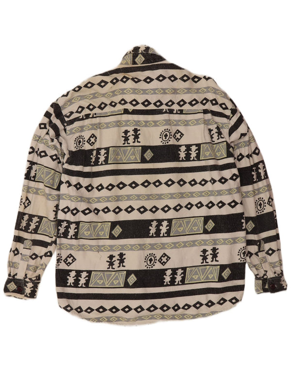 VINTAGE Camicia da uomo in flanella da boscaiolo Grande cotone geometrico grigio