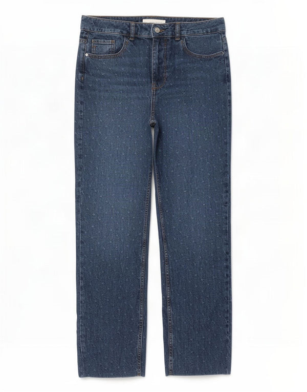 Jeans dritti da donna Zara EU 38 Small W28 L28 Blu maculato