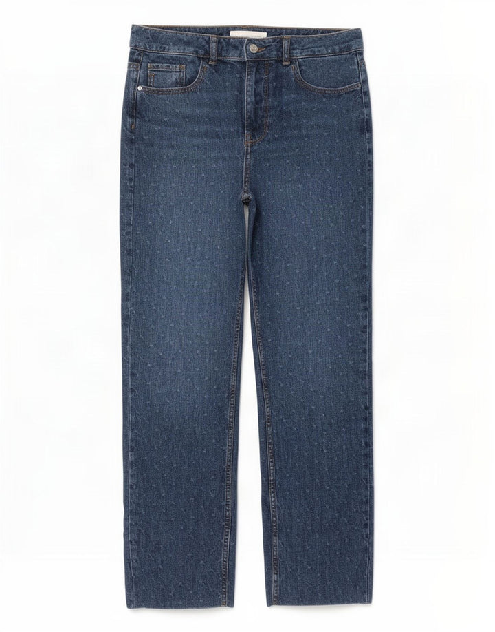 Jeans dritti da donna Zara EU 38 Small W28 L28 Blu maculato