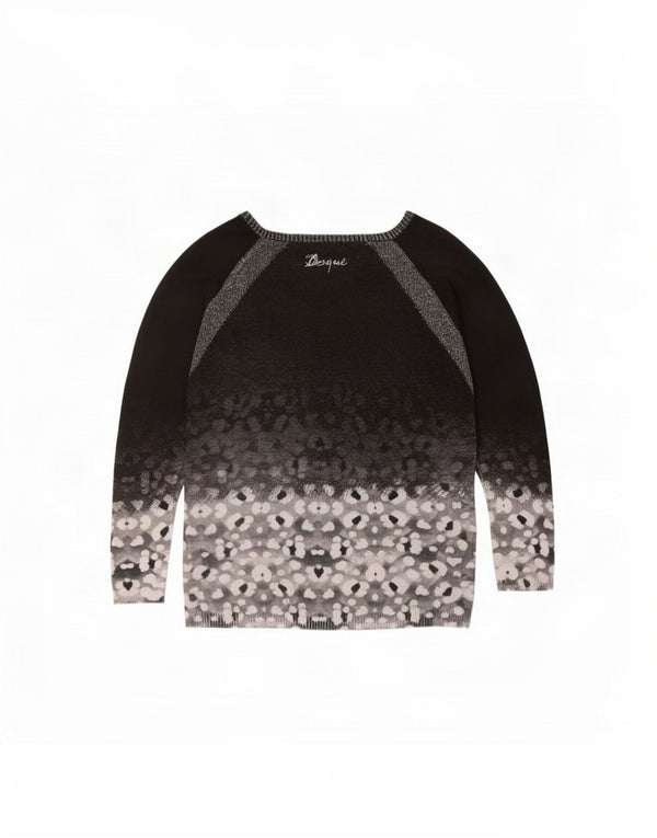 Desigual Donna Maglione con scollo a barchetta Maglione UK 14 Medio Nero Floreale