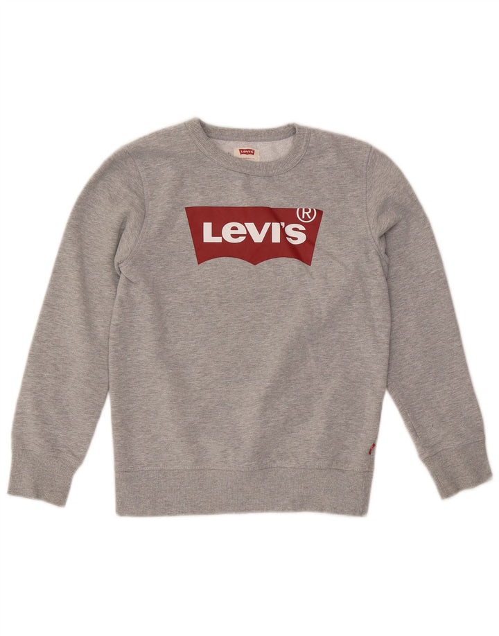 Felpa grafica per ragazzi Levi's 10-11 anni in cotone grigio medio