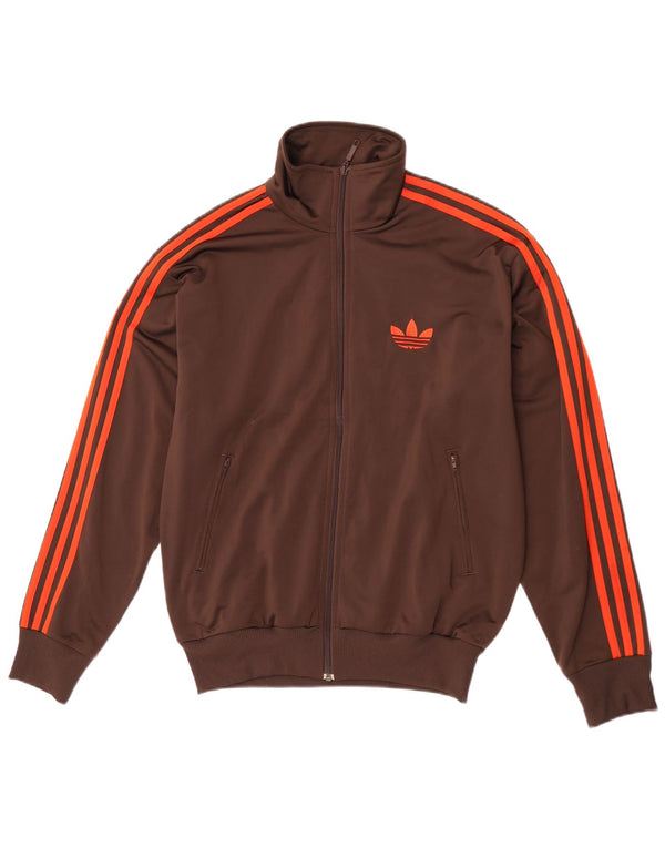 Giacca superiore della tuta da uomo Adidas in poliestere marrone medio