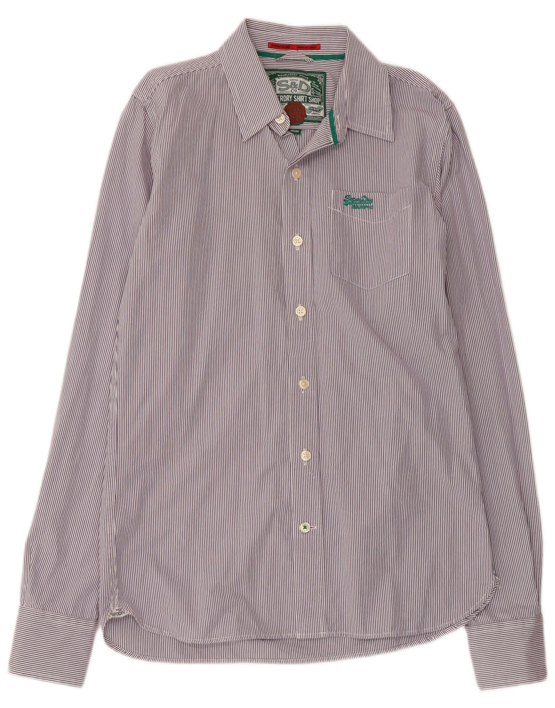 Camicia da uomo SUPERDRY in cotone gessato viola medio