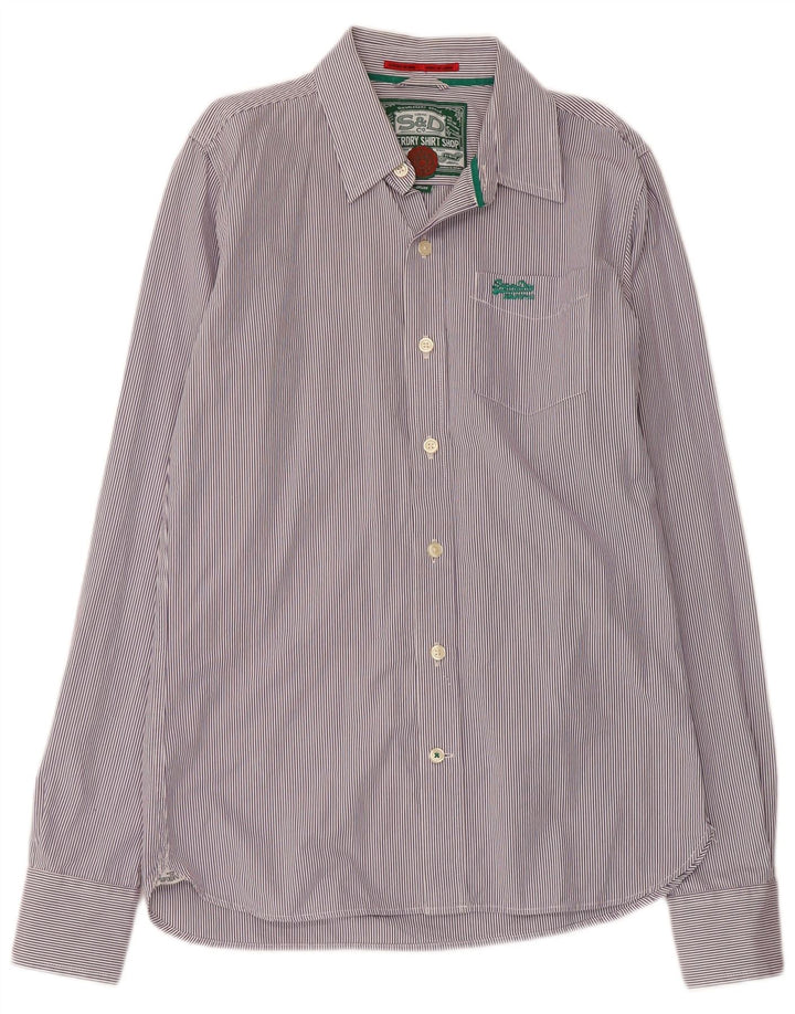 Camicia da uomo SUPERDRY in cotone gessato viola medio