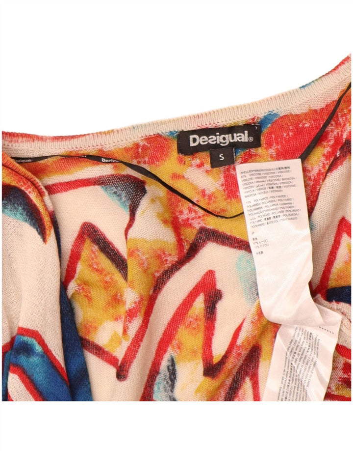 Desigual Womens Longline Cardigan Sweater UK 10 Small Multicolore