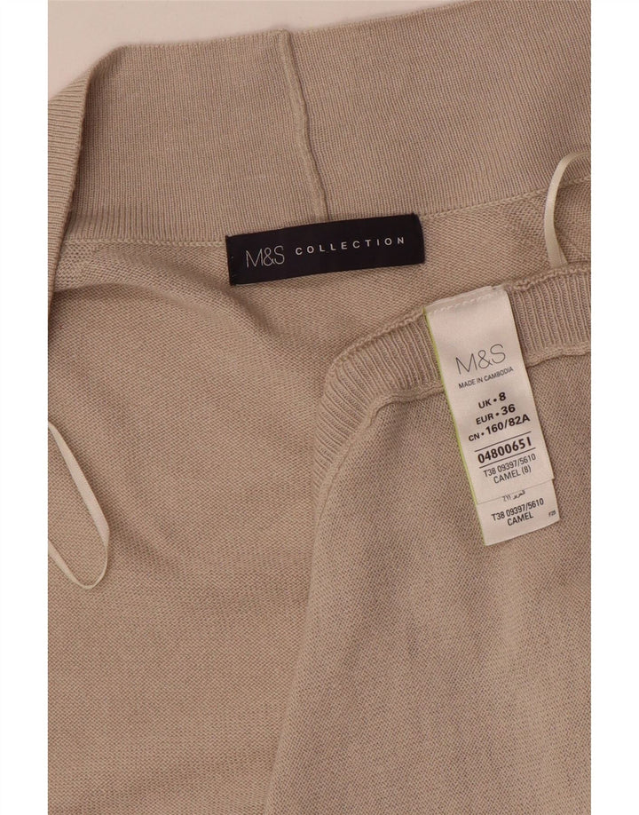 Maglione cardigan aperto lungo da donna Marks & Spencer UK 8 piccolo Beige