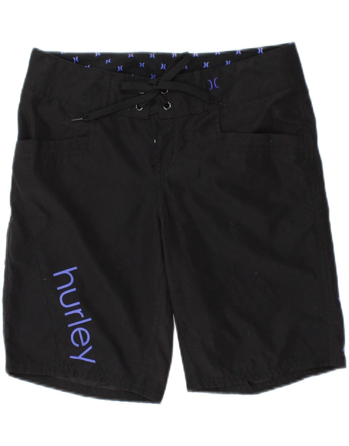 HURLEY Womens Graphic Swimming Shorts US 1 XS Black Polyester Vintage Hurley and Second-Hand Hurley from Messina Hembry 