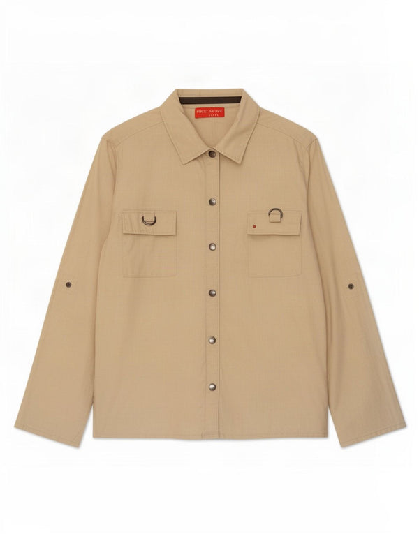 Perte dy Krizia Womens Shirt UK 18 XL Beige Linen