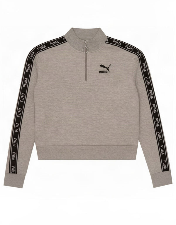 Felpa con grafica corta da donna Puma UK 8 Small Grey Colourblock