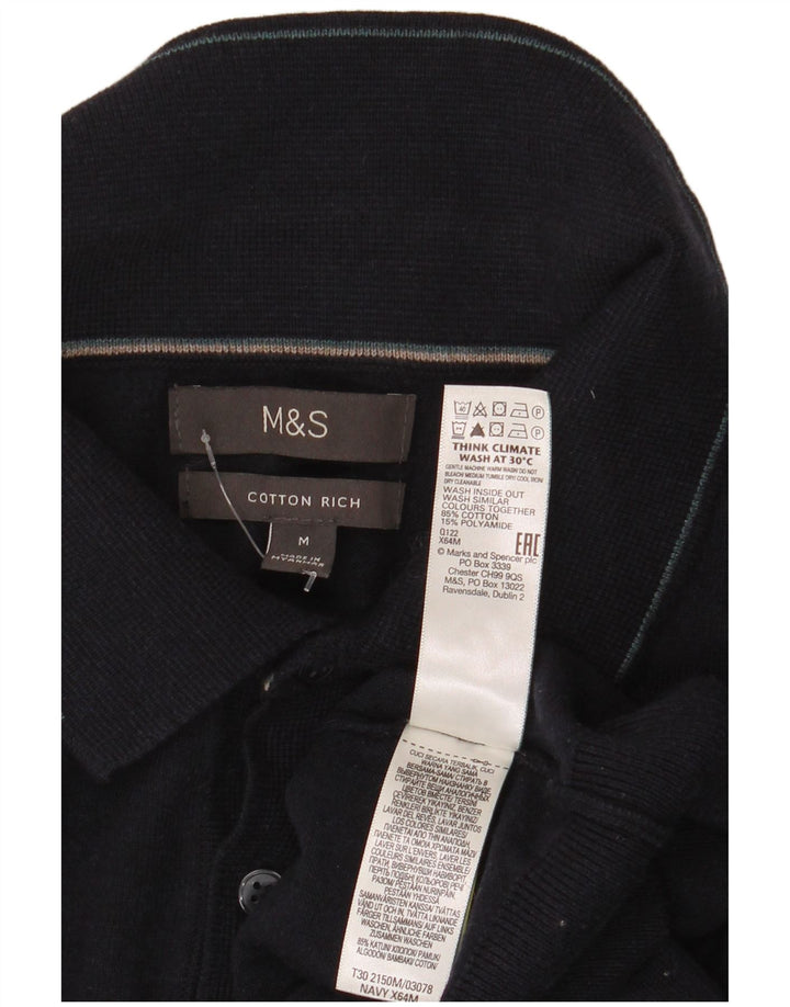 Maglione da uomo Marks & Spencer con collo alto in cotone blu navy medio