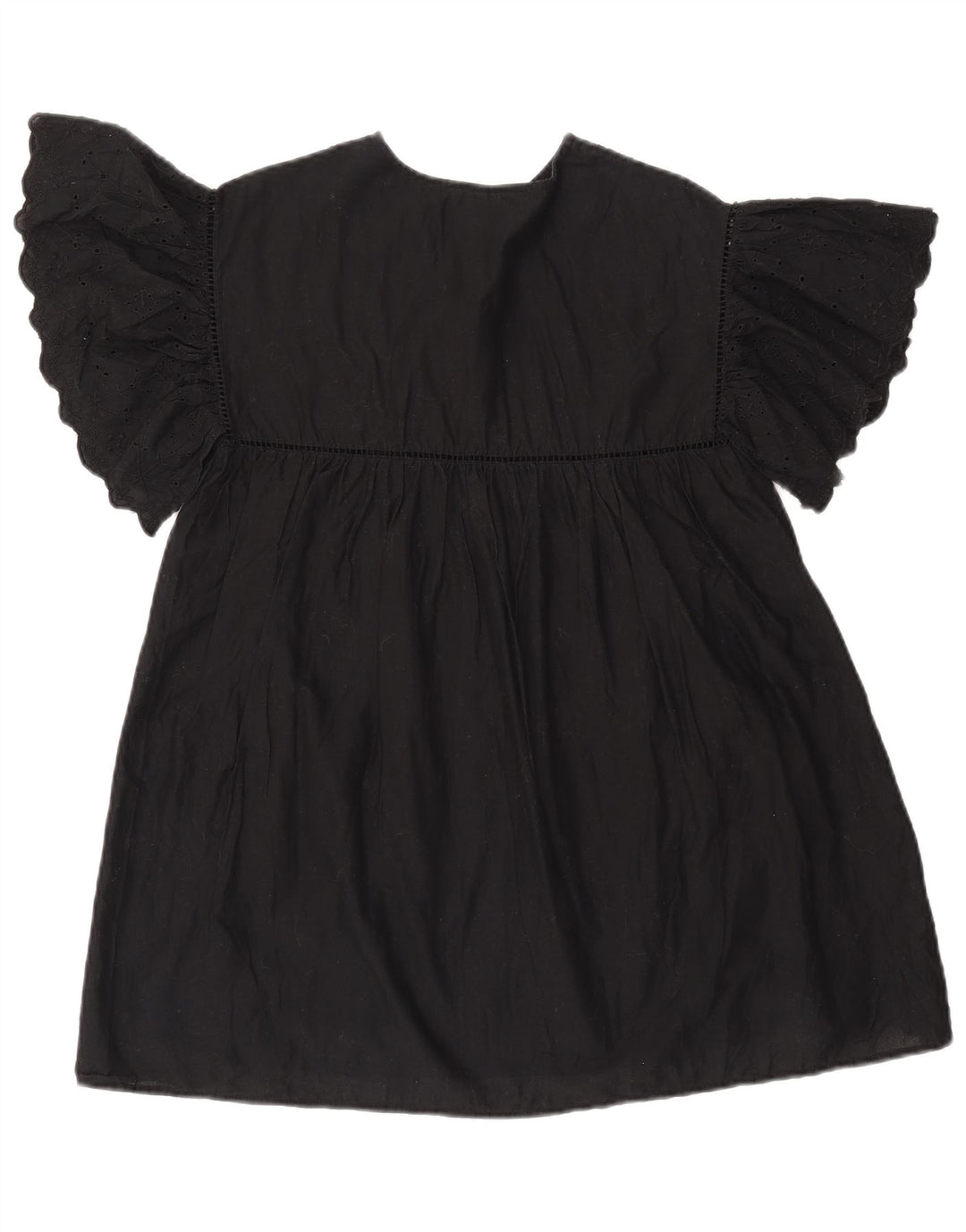 Abito a trapezio per bambine ZARA a pipistrello 9-10 anni in cotone floreale nero