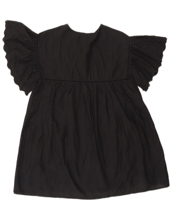 Abito a trapezio per bambine ZARA a pipistrello 9-10 anni in cotone floreale nero