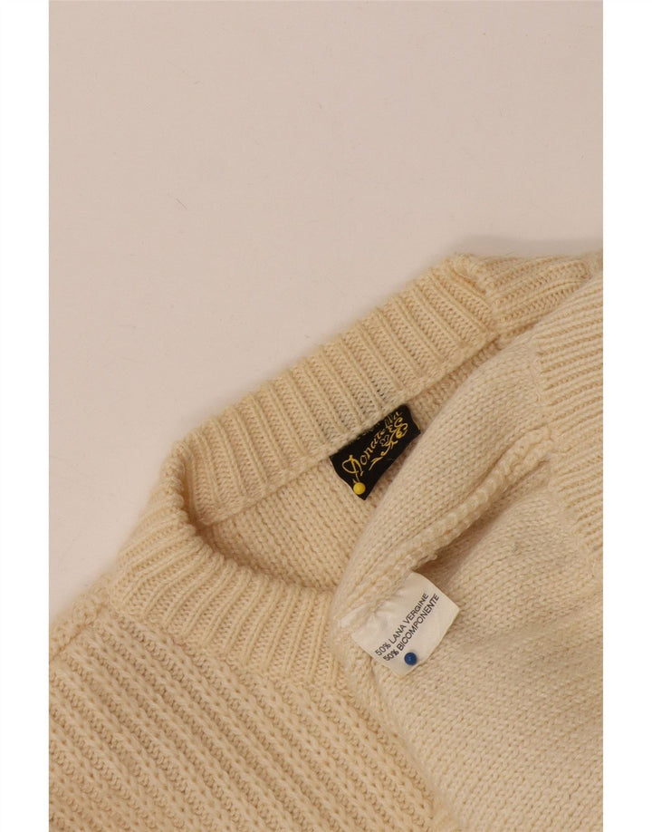 Maglione cardigan da donna Donatella UK 16 grande lana vergine beige