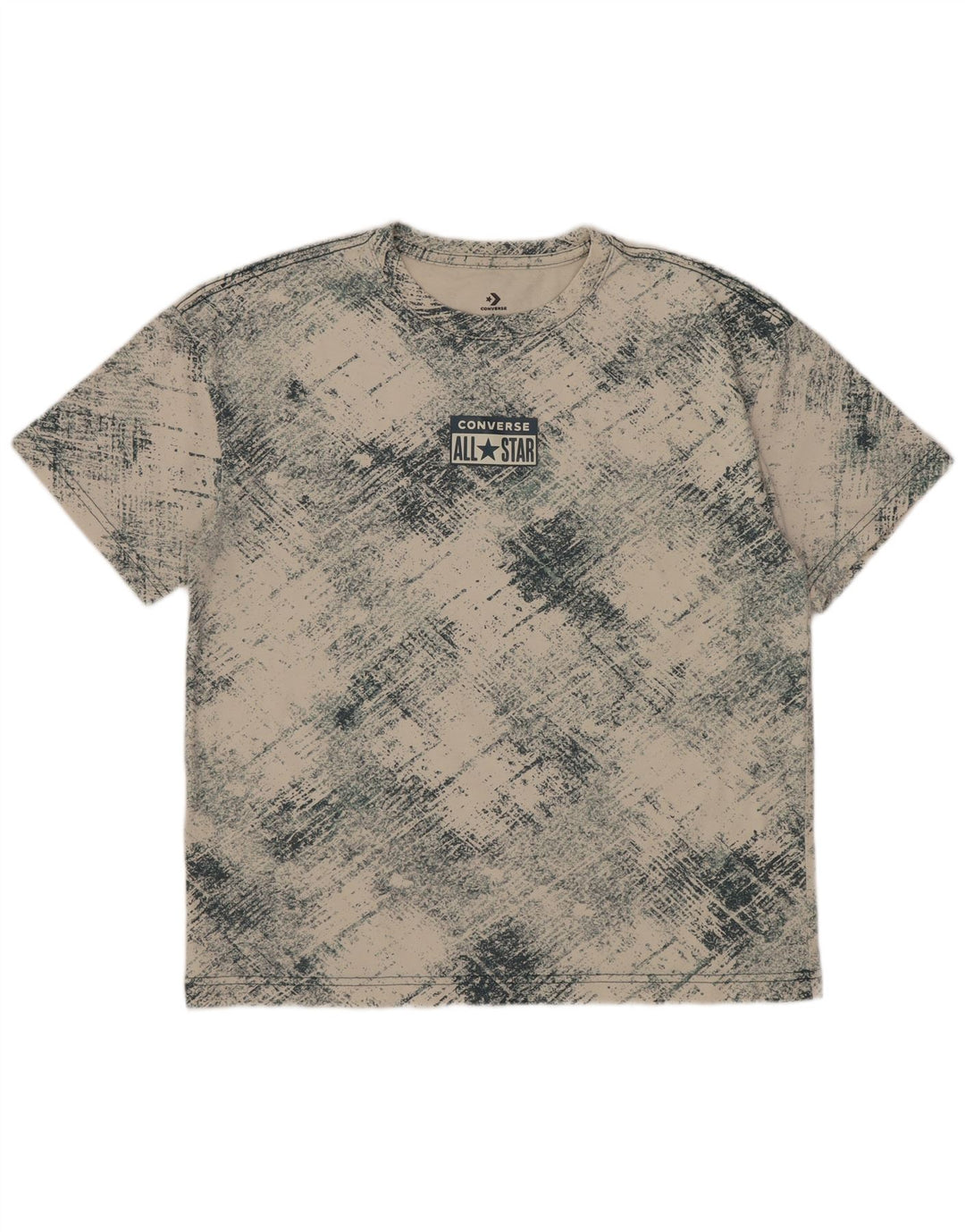 T-shirt grafica Converse per ragazzi, 12-13 anni, grande motivo a quadri bianco sporco