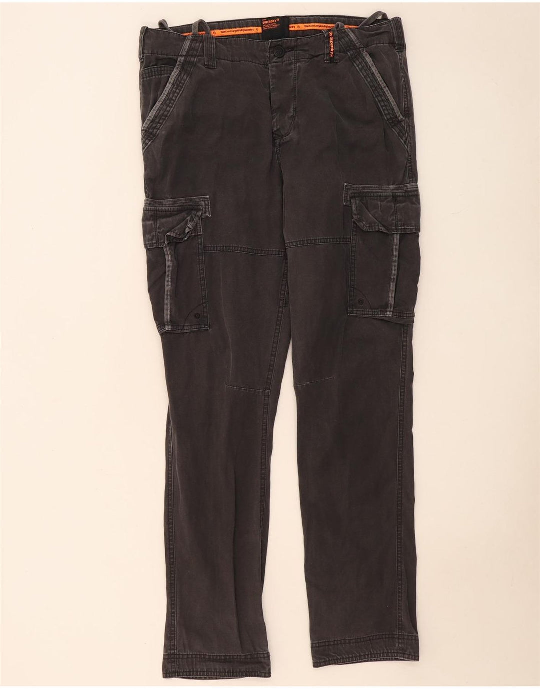 Pantaloni cargo slim da uomo SUPERDRY grandi W36 L33 cotone grigio