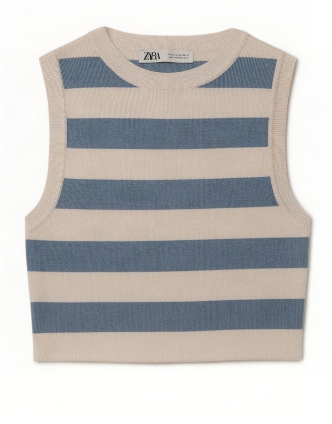 Canotta corta da donna Zara UK 12 a righe blu medio