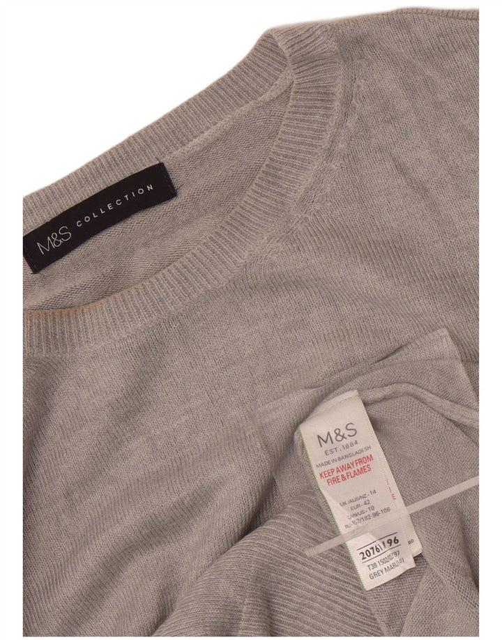 Maglione maglione girocollo da donna Marks & Spencer UK 14 grande acrilico grigio