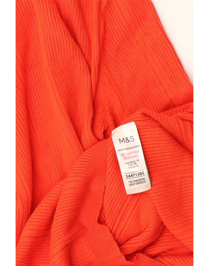 Maglione maglione a collo alto da donna Marks & Spencer UK 10 piccolo viscosa arancione