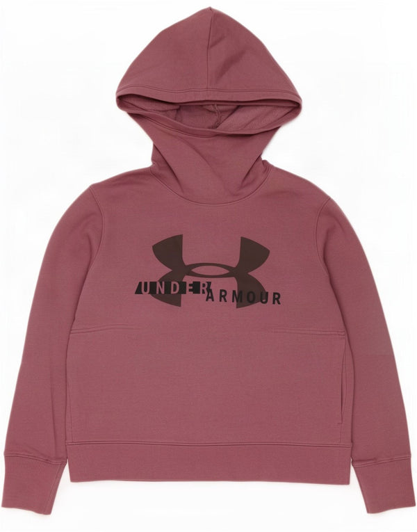 Felpa con cappuccio grafica da donna Under Armour, vestibilità ampia, UK 14, colore rosa medio