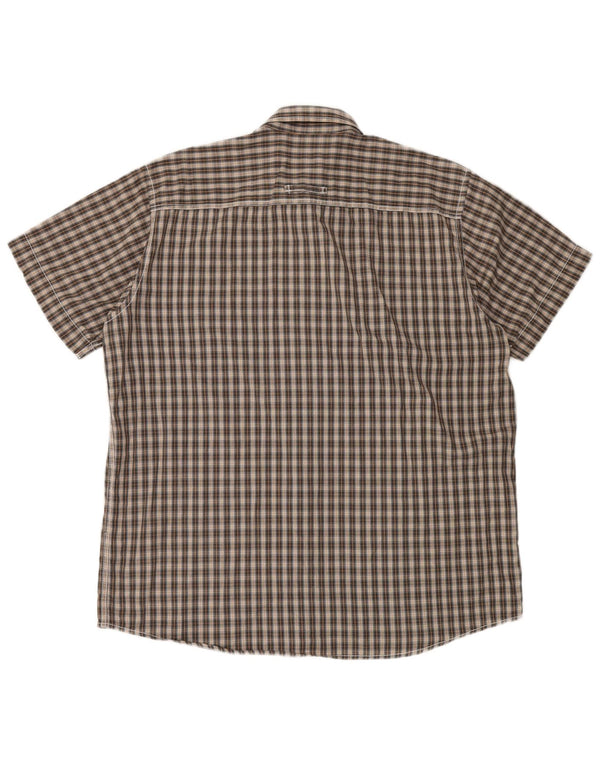 Camicia a maniche corte da uomo Camel Active XL in cotone a quadri marrone
