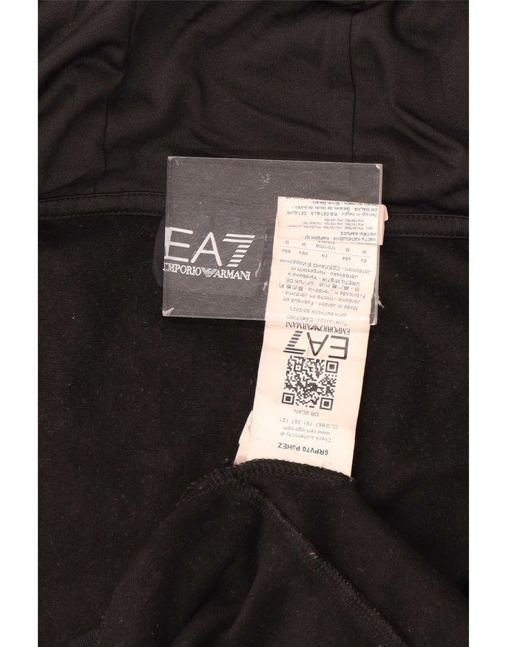 Felpa con cappuccio e zip grafica da uomo Emporio Armani in poliestere nero medio