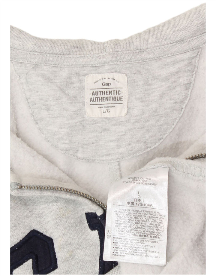 Maglione con cappuccio e zip grafica da donna Gap grande in cotone grigio