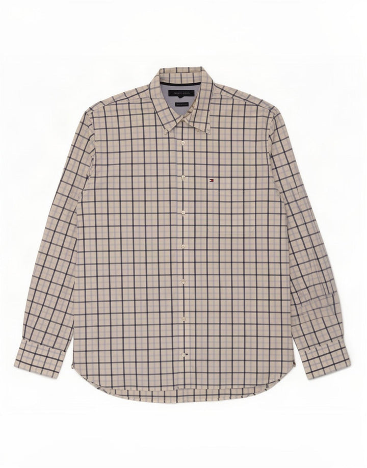 Camicia da uomo Tommy Hilfiger XL in cotone a quadri bianchi