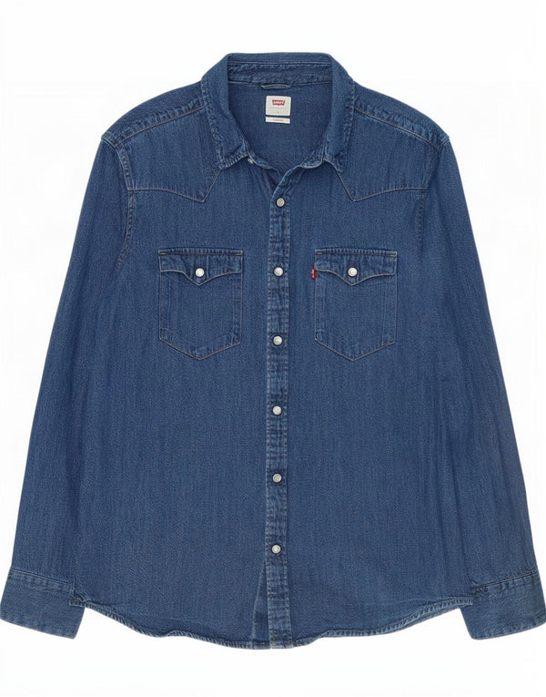 Levi's Camicia di jeans standard da uomo di grandi dimensioni in cotone blu
