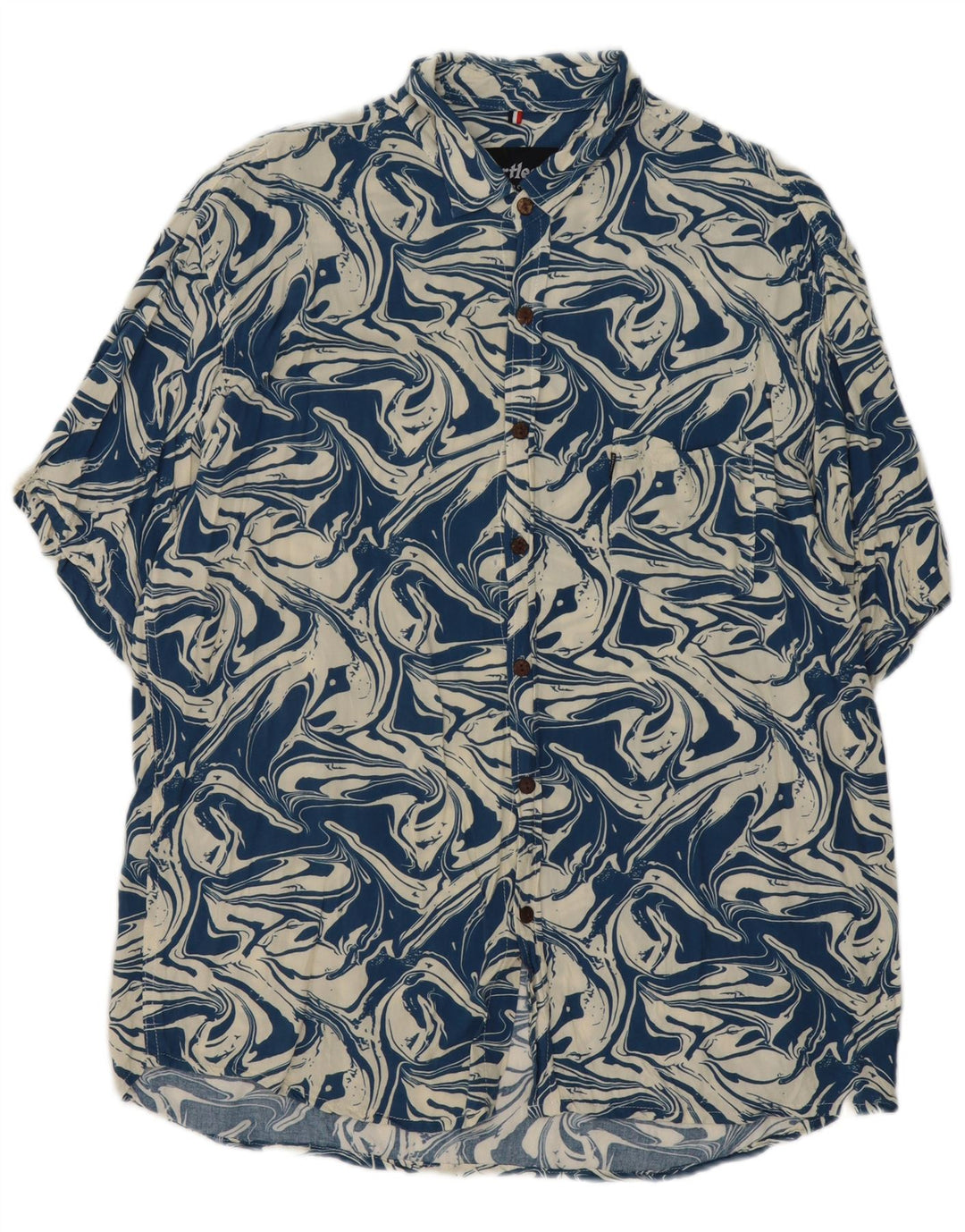 Camicia a maniche corte da uomo con motivo astratto Heartless 2XL in cotone blu navy