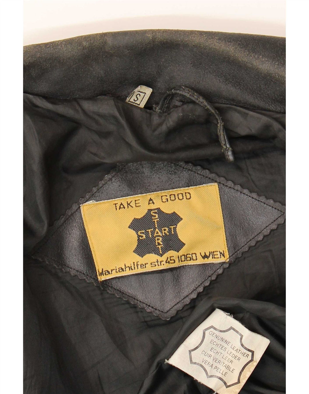 Giacca in pelle vintage da uomo UK 36 piccola in pelle nera