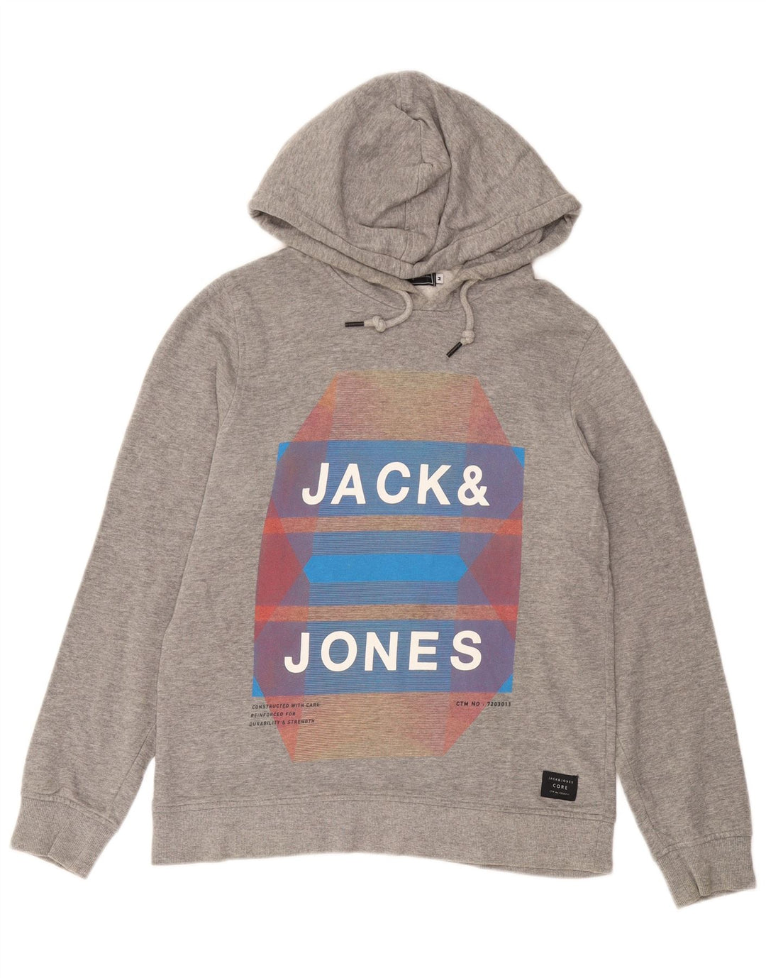 JACK & JONES Maglione con cappuccio grafico da uomo in cotone grigio medio