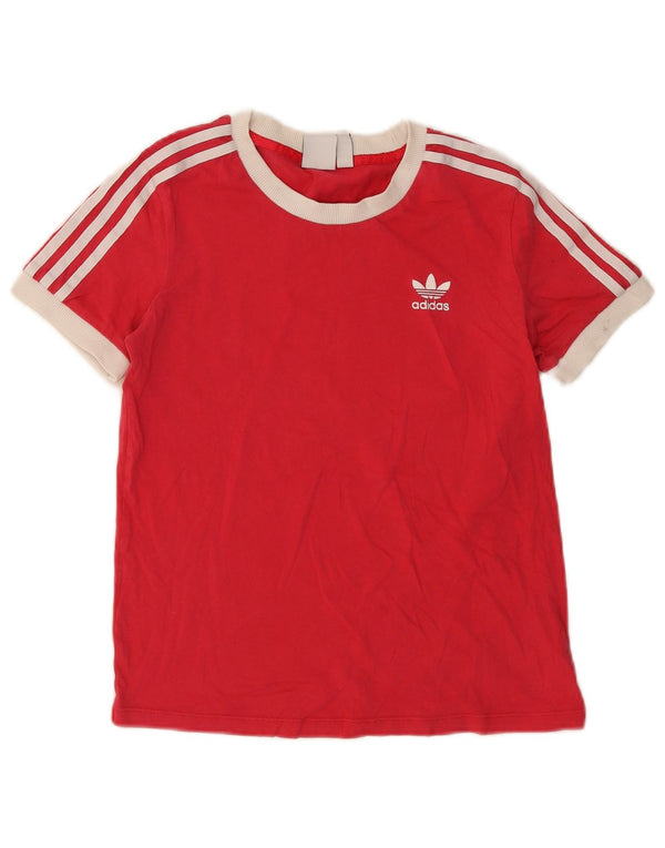 T-shirt da donna Adidas Top UK 10 Small rossa in cotone color block
