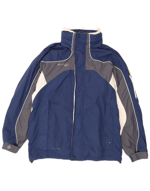 Giacca da sci da uomo Columbia vestibilità ampia con cappuccio UK 36 Small Blu Navy Colourblock
