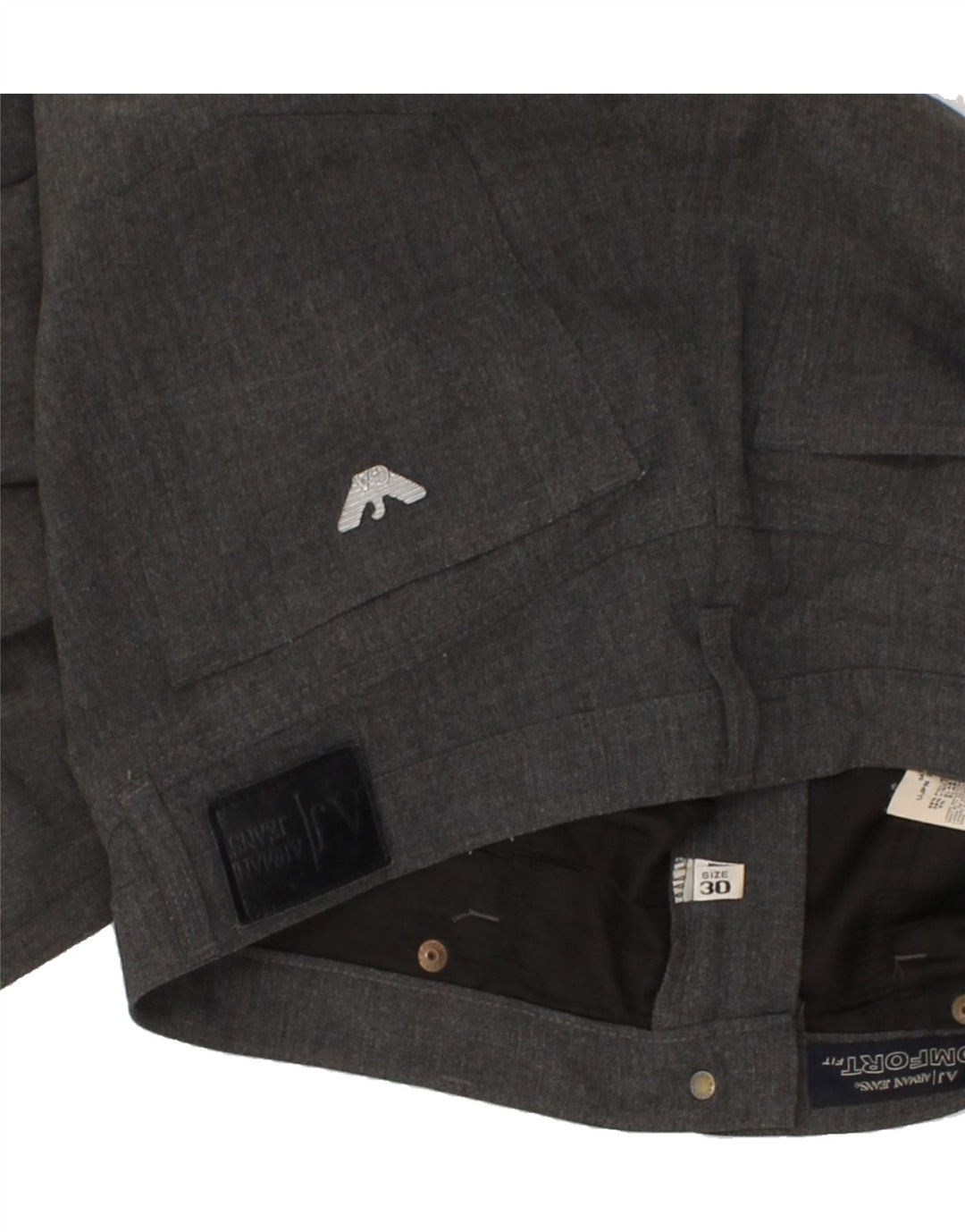 ARMANI Womens Straight Casual Trousers W30 L29 Grey Polyester Vintage Armani and Second-Hand Armani from Messina Hembry 