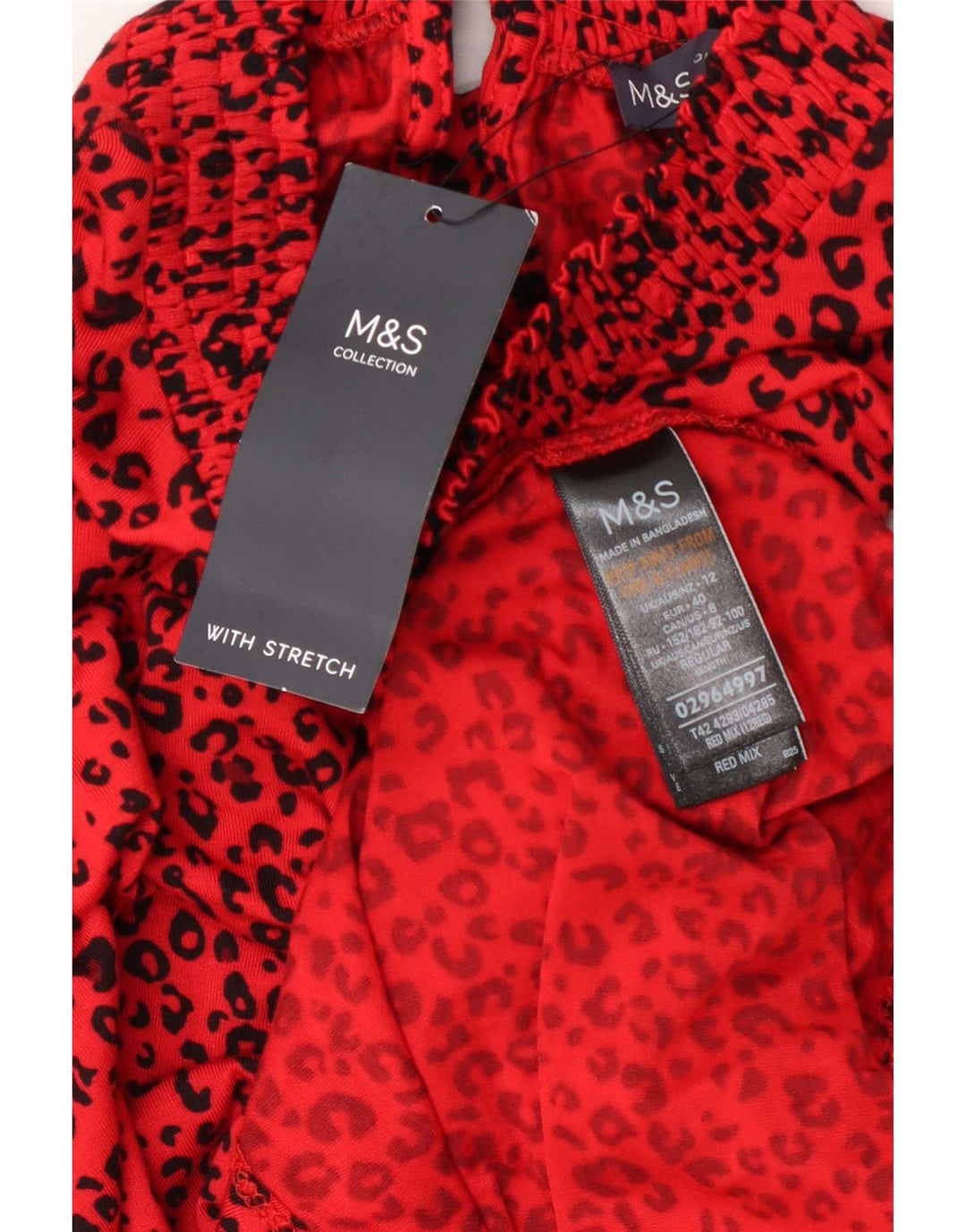 Abito basic da donna Marks & Spencer UK 12 medio rosso stampa animalier