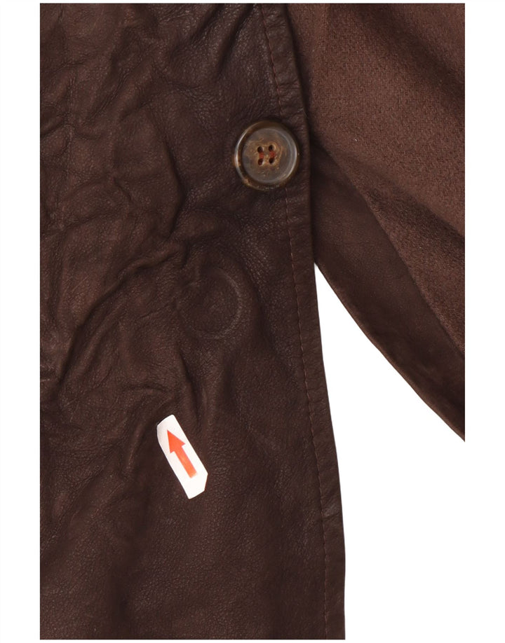Cappotto in pelle vintage da uomo UK 44 2XL Marrone Classico