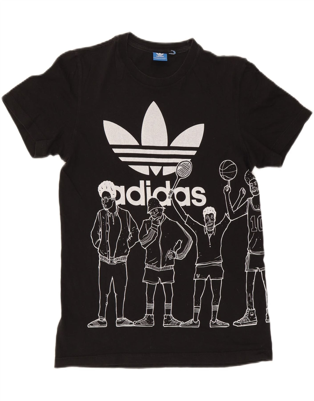 T-shirt grafica da uomo Adidas Top piccola in cotone nero