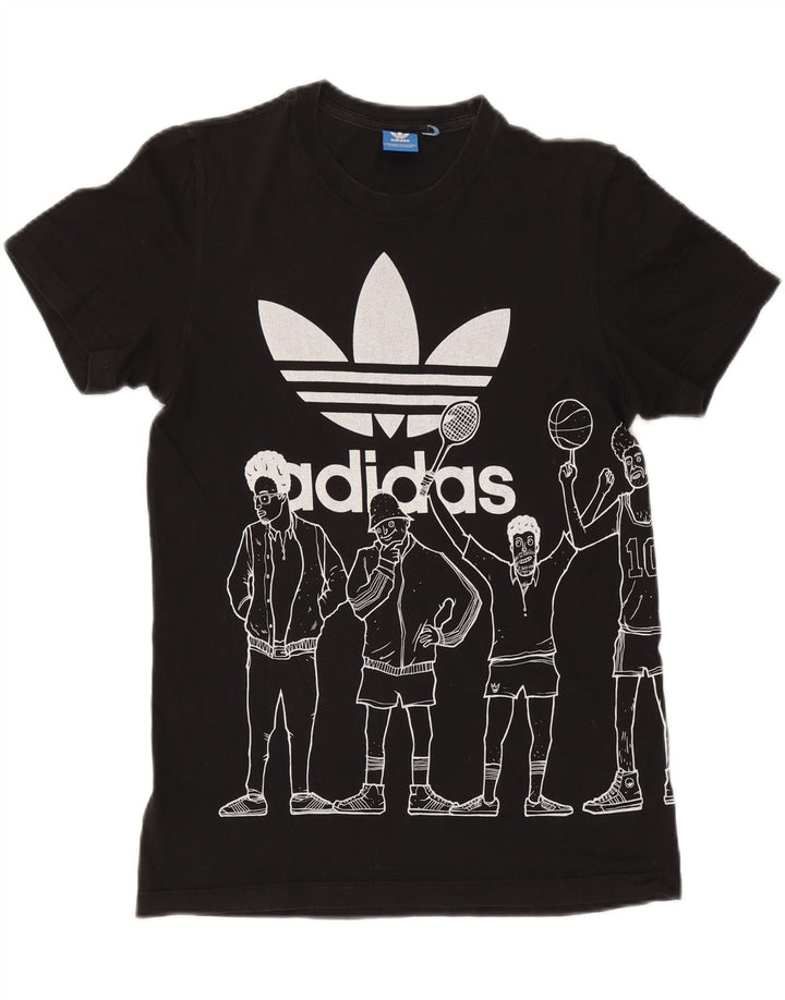 T-shirt grafica da uomo Adidas Top piccola in cotone nero