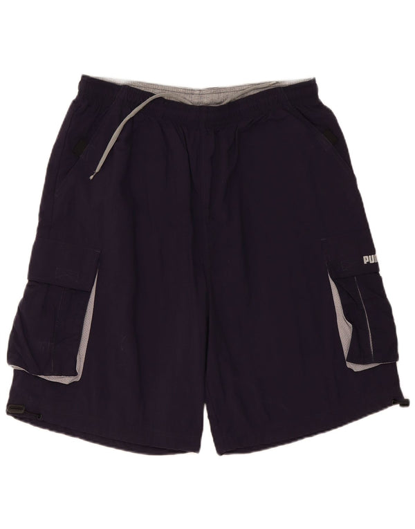 Pantaloncini sportivi cargo da uomo Puma medi in nylon blu navy