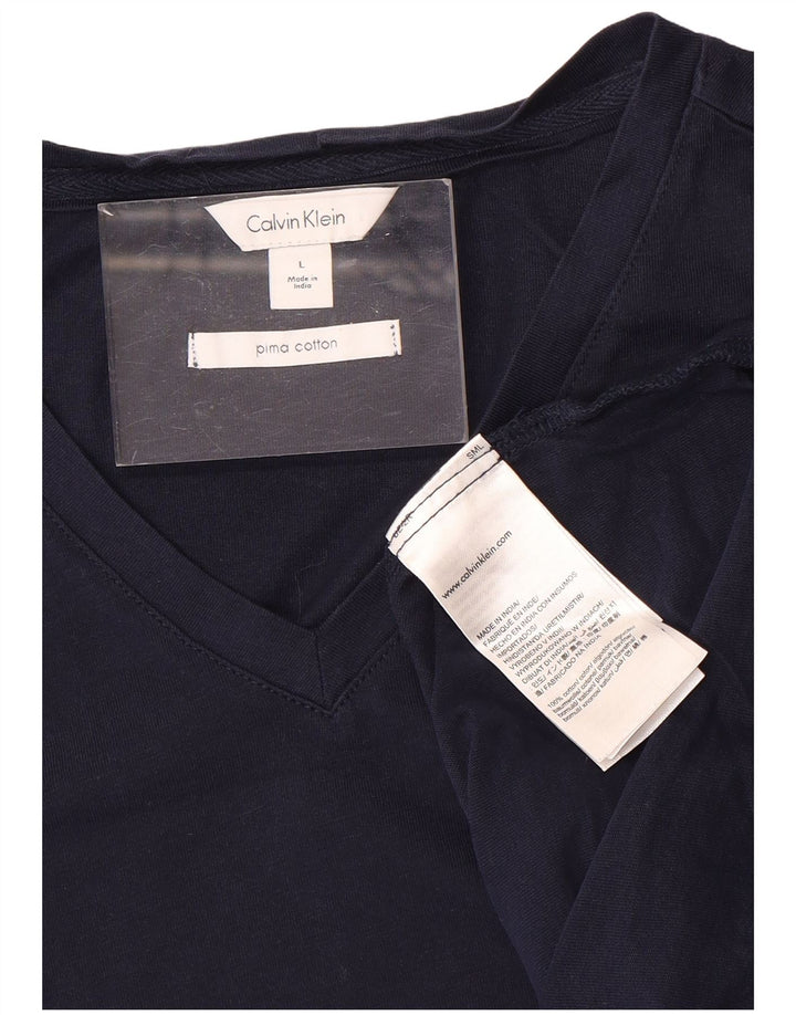 CALVIN KLEIN T-shirt da uomo Top Large in cotone blu navy