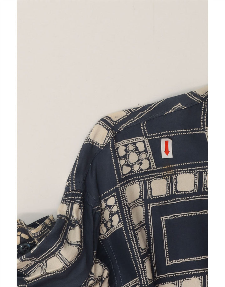 Camicia da uomo VINTAGE grande blu navy geometrica