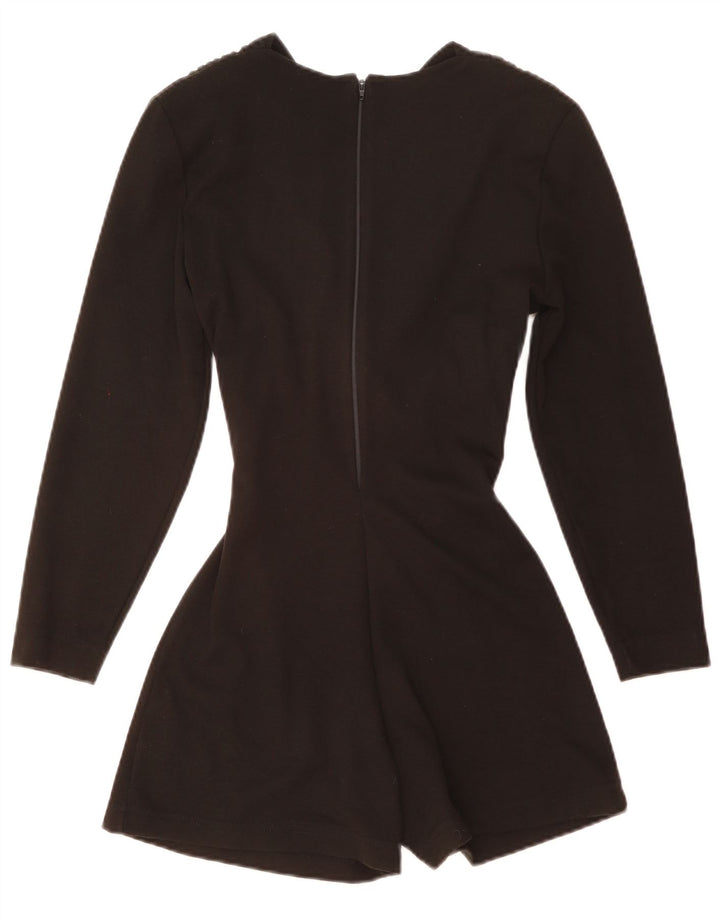 Tutina corta da donna vintage a maniche lunghe UK 8 piccola nera