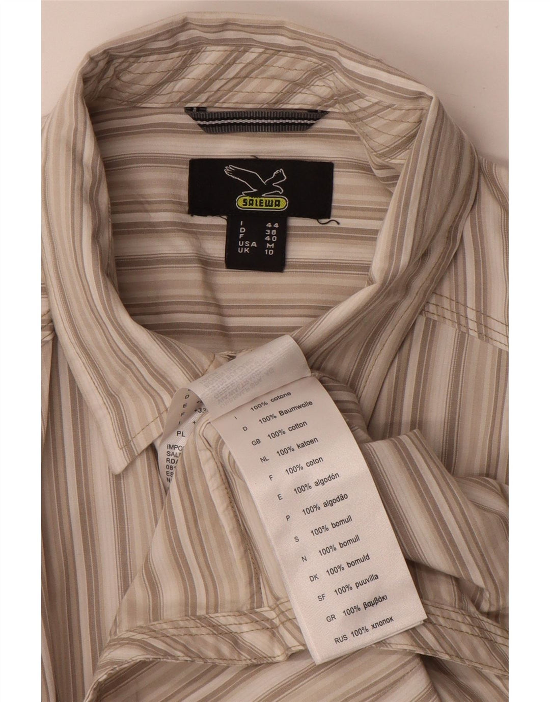 Camicia da donna SALEWA UK 10 piccolo cotone a righe beige