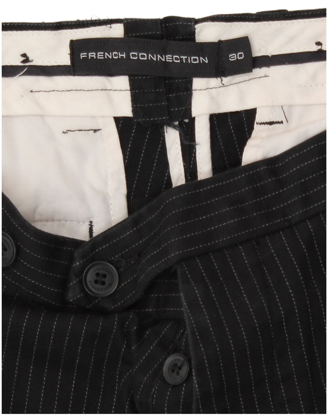 Pantaloncini chino da uomo French Connection W30 cotone gessato medio nero
