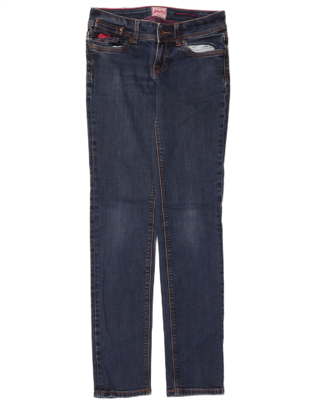 Jeans slim a sigaretta da donna Superdry W28 L32 cotone blu navy